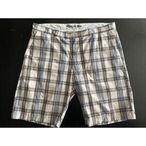 PRONTO UOMO Blue Plaid Flat Front Bermuda Shorts Mens sz 40